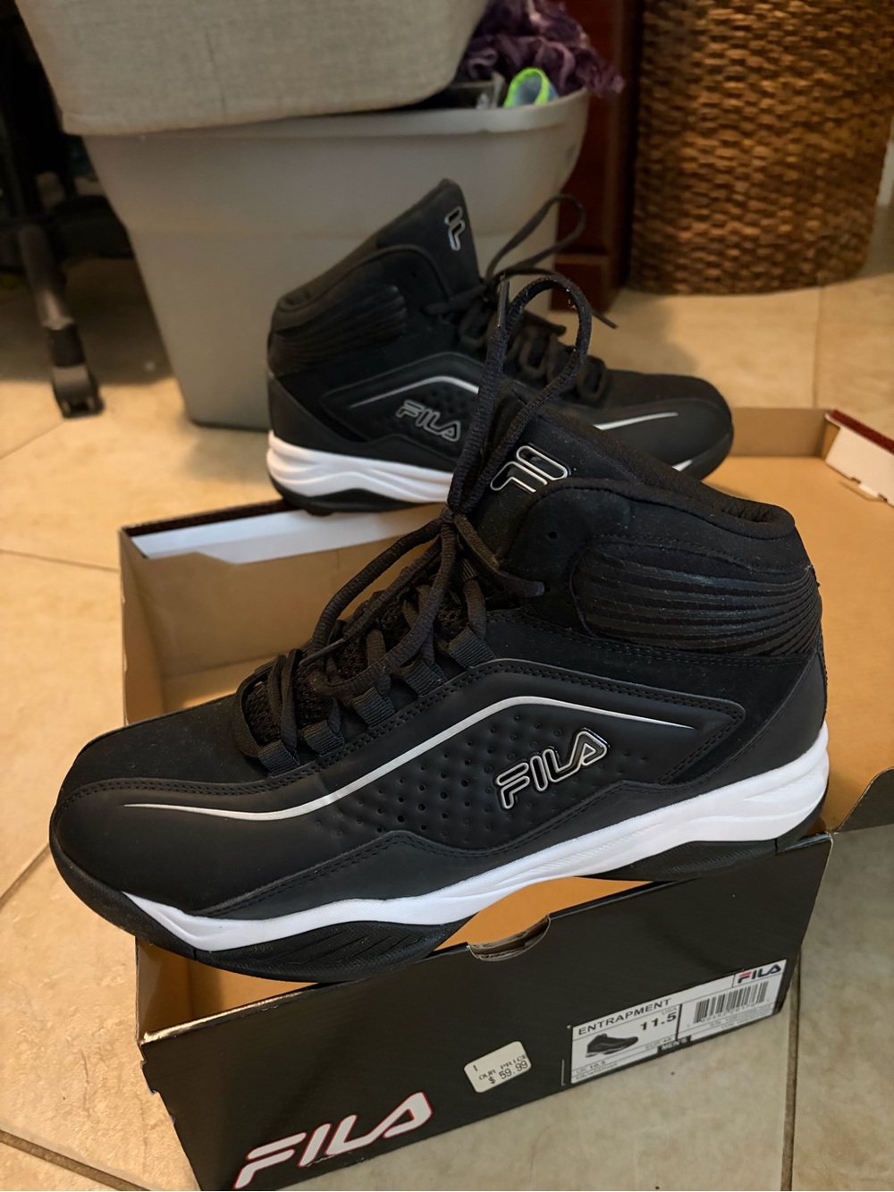 FILA Black and White Men's High-Top Athletic Shoes